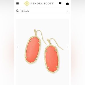 Kendra Scott Elle Gold Drop Earrings in Coral
